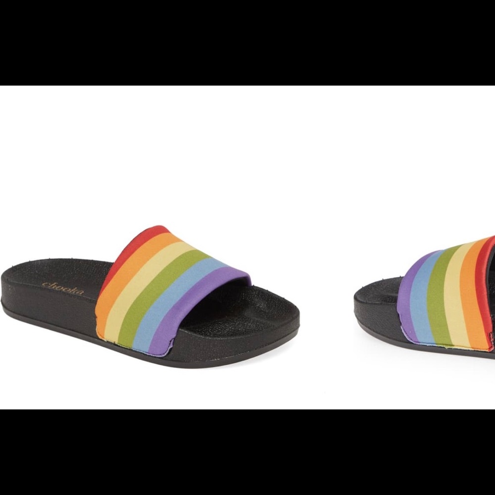 SIZE 9 PRIDE RAINBOW WOMENS SLIDE SANDALS